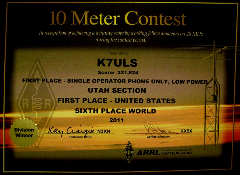 ARRL 10 METER 2011 ARRL 10 METER 1ST PLACE UNITED STATES